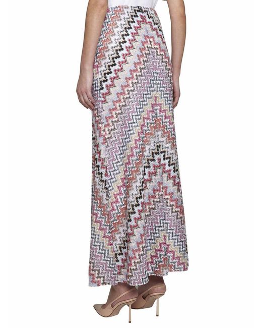 Missoni White Zigzag Pattern Long Skirt