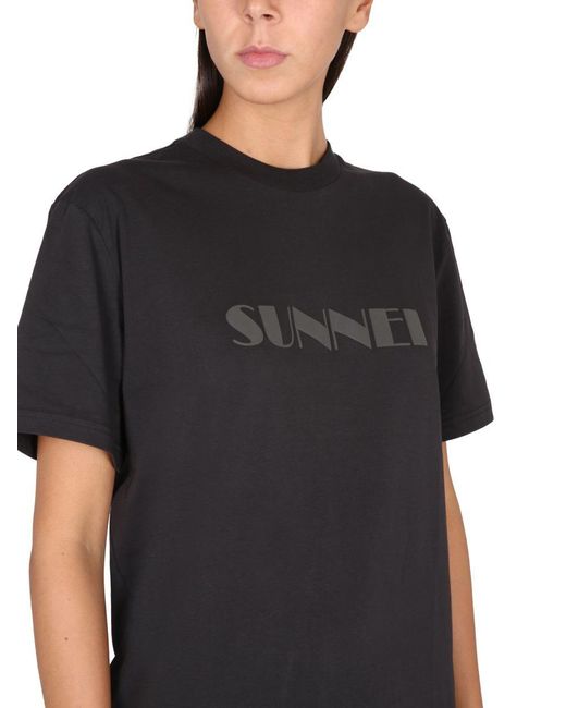 Sunnei Black T-shirt With Logo