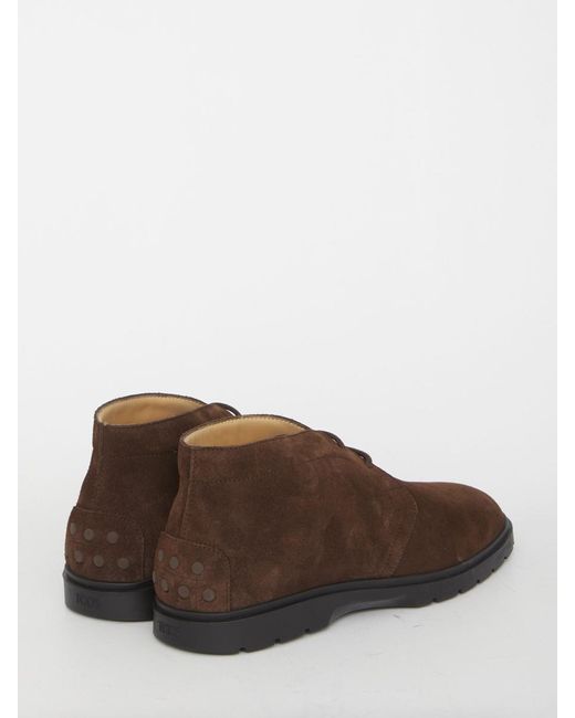 Tod's Brown Desert Boots In Suede for men