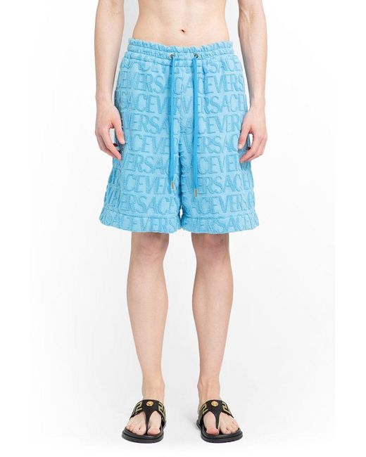Versace Blue Allover Shorts for men