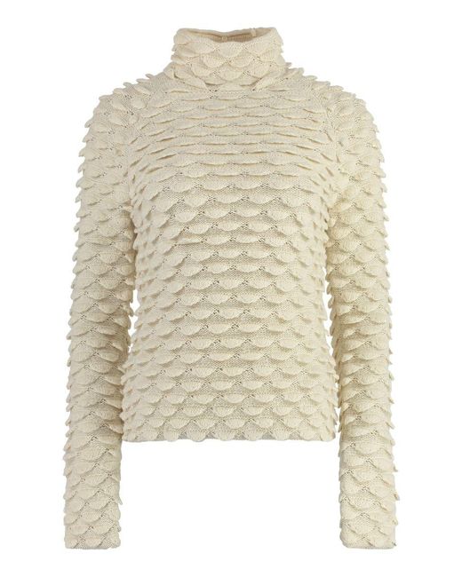 Bottega Veneta White Wool Turtleneck Sweater