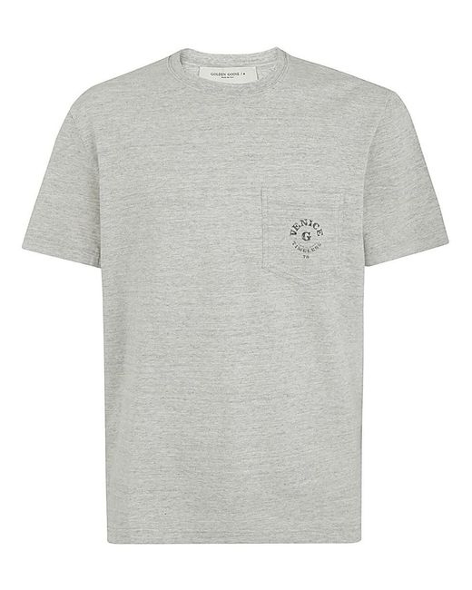 Golden Goose Deluxe Brand Gray Journey M`s Regular Short Sleeves T-shirt With Pocket Clothing for men