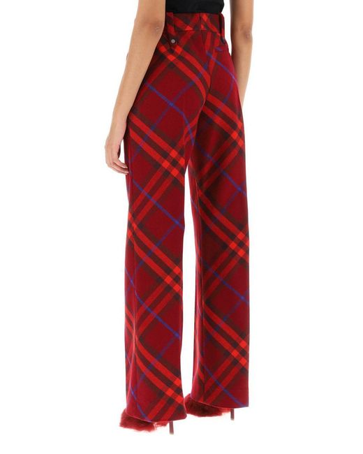 Burberry Red Check Wool Pants