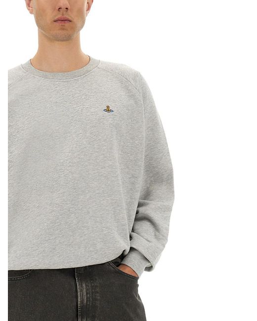 Vivienne Westwood Gray Raglan Sleeve Cotton Sweatshirt