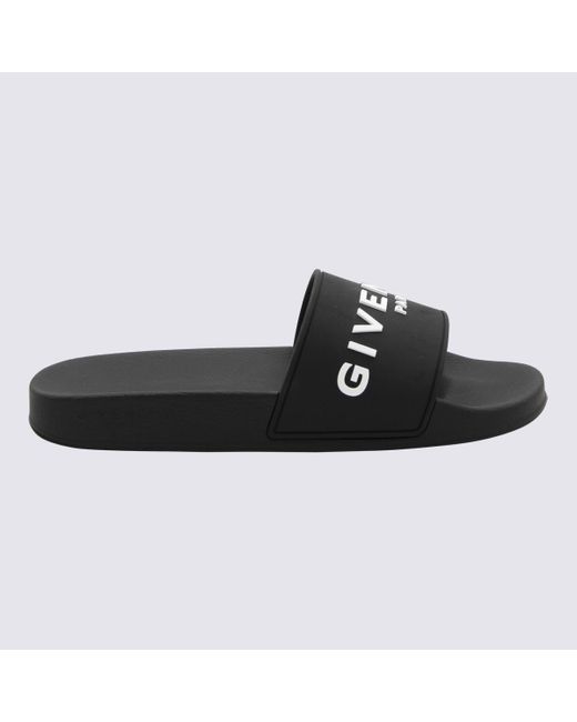 Givenchy Black Rubber Logo Sliders for men