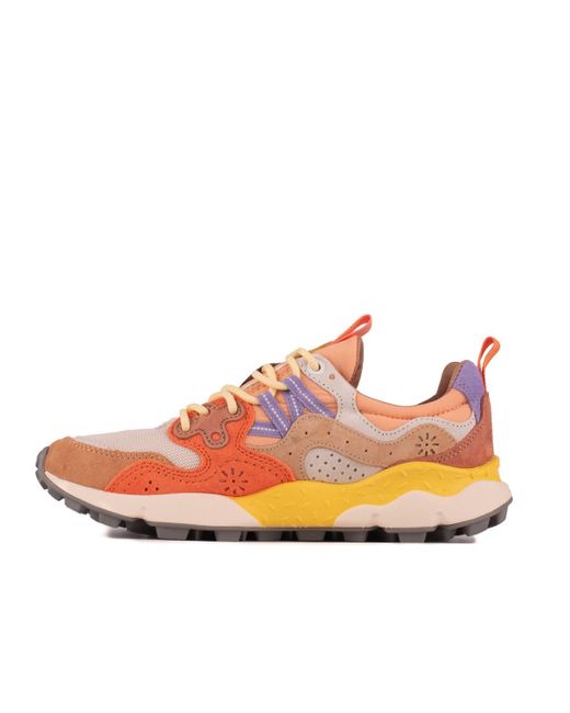 Flower Mountain Pink Yamano 3 Beige And Salmon Suede And Nylon Sneakers