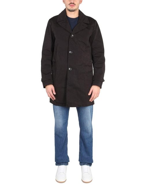 C P Company Black Single-Breasted Trench Coat for men