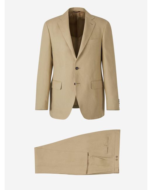 Canali Natural Plain Linen Suit for men