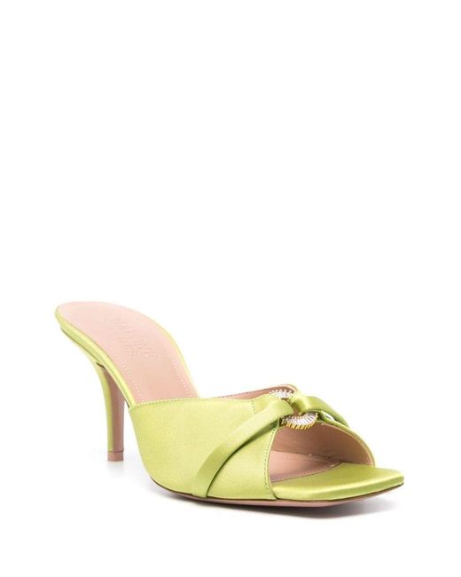 Malone Souliers Yellow Patricia 70 Satin Heel Mules