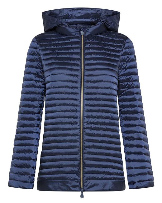 Save The Duck Blue Alima Wide Quilted Short Down Jacket