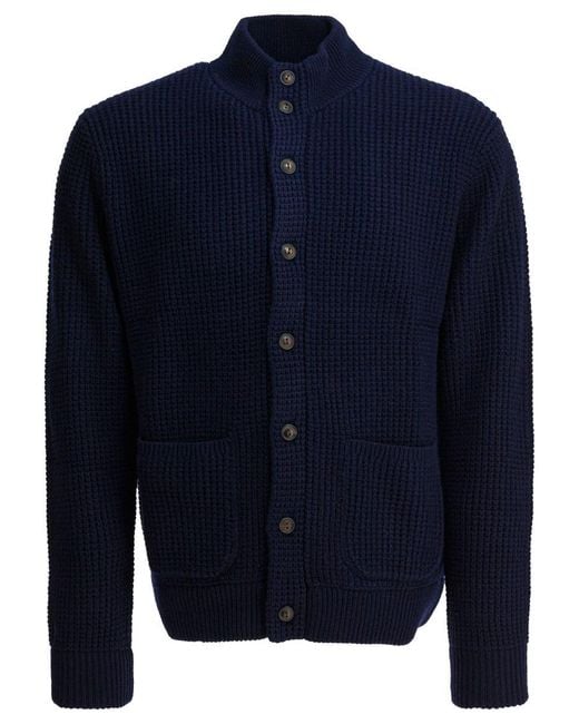 Polo Ralph Lauren Blue Mock Neck Cardigan for men