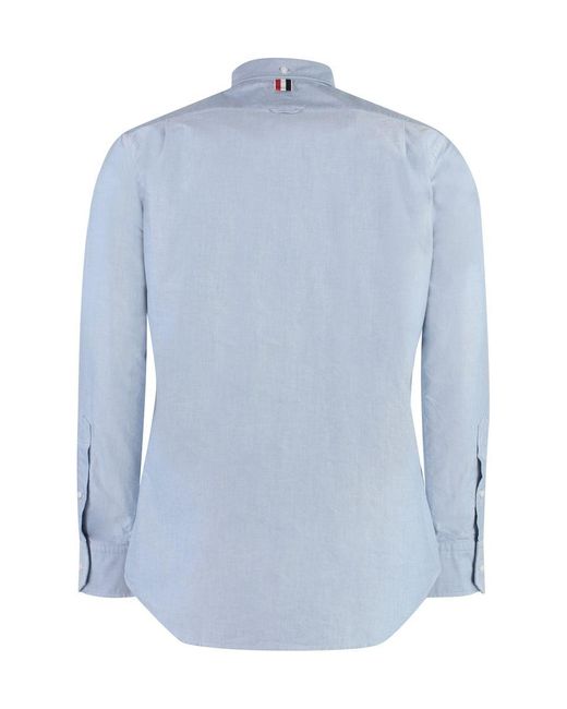 Thom Browne Blue Button-down Collar Cotton Shirt for men