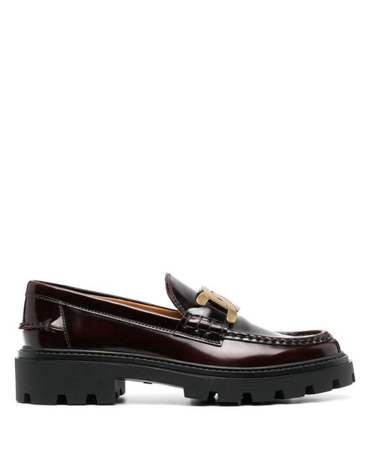 Tod's Black Logo-plaque Leather Loafers