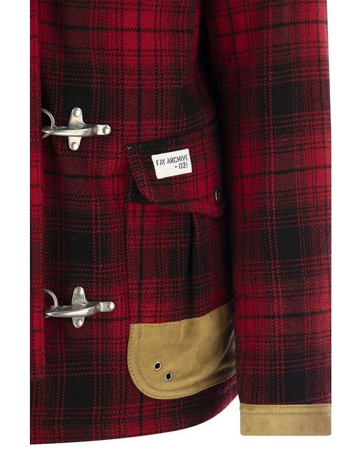 Fay Red 4 Hooks - Wool Jacket With Hooks for men