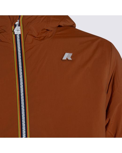 K-Way Brown Nylon Jack Plain Casual Jacket for men