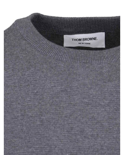Thom Browne Gray Cotton Crew-Neck Sweater for men