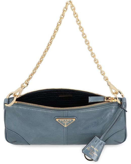 Prada Blue Re-Edition 2002 Leather Shoulder Bag