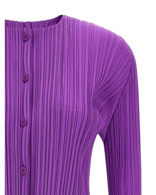 Pleats Please Issey Miyake Purple 'Monthly Colors: August' Cardigan