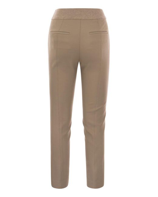 Peserico Natural Skinny Fit Trousers In Viscose And Cotton