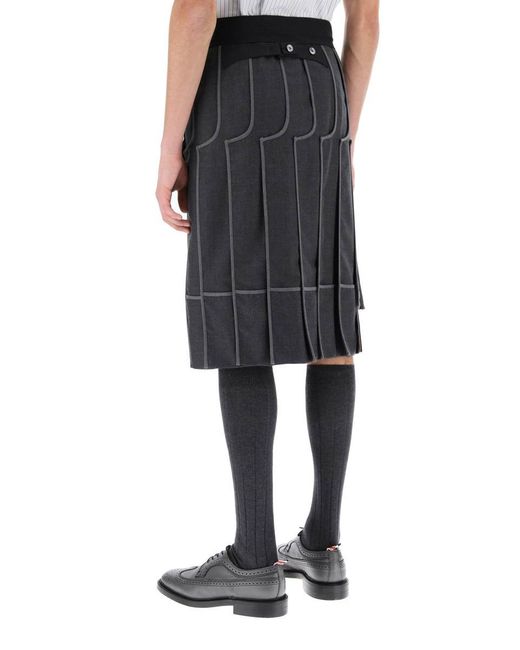 Thom Browne Black Inside-Out Pleated Skirt for men