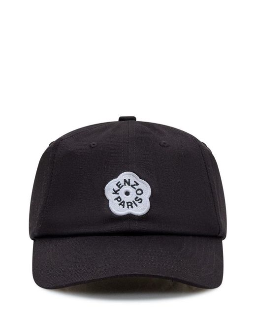 KENZO Black Cap With Floral Logo for men
