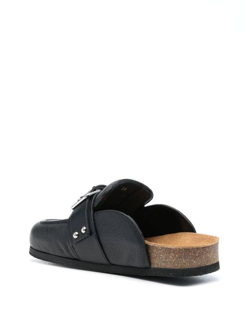 J.W. Anderson Black Leather Gourmet Chain Flats