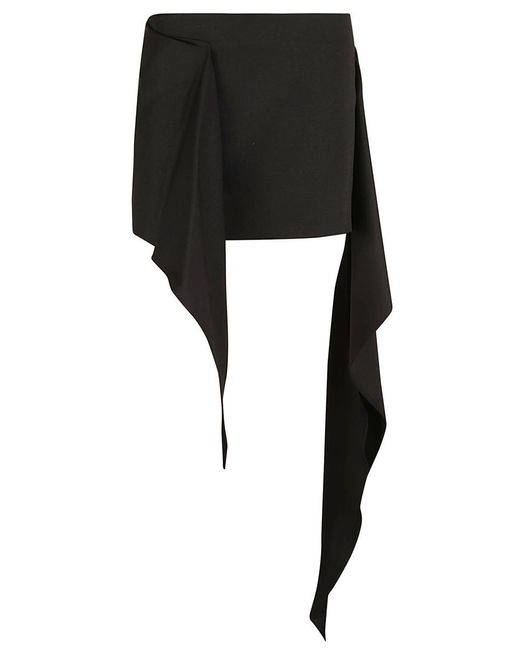 The Attico Black Riley Asymmetric Miniskirt