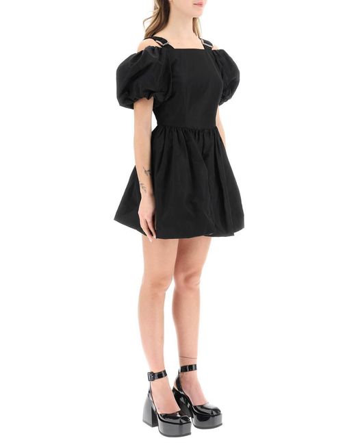 Simone Rocha Black Off-The-Shoulder Taffeta Mini Dress With Slider Straps