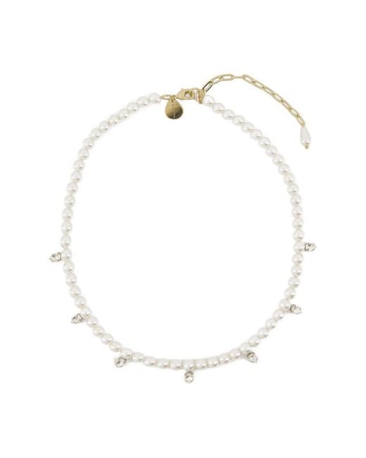 Simone Rocha White Pearl & Crystal Dagger Necklace