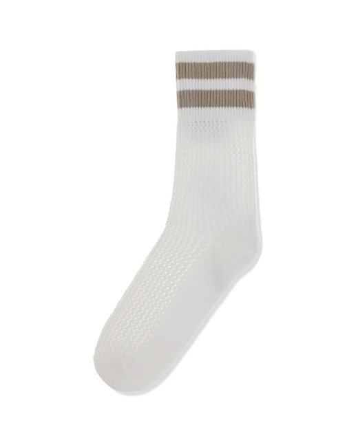 Brunello Cucinelli White Waffle Stitch Cotton Knit Socks