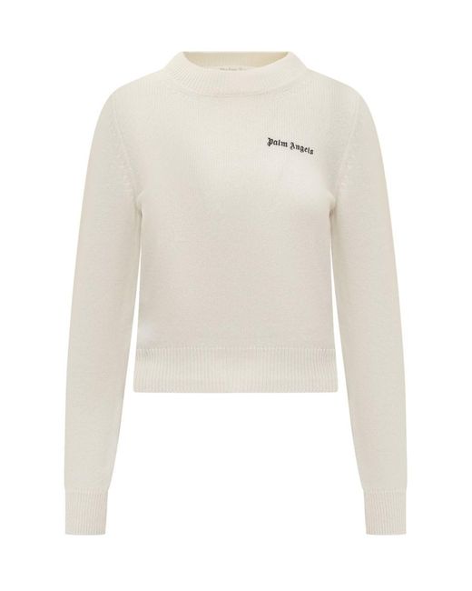 Palm Angels White Sweater With Logo