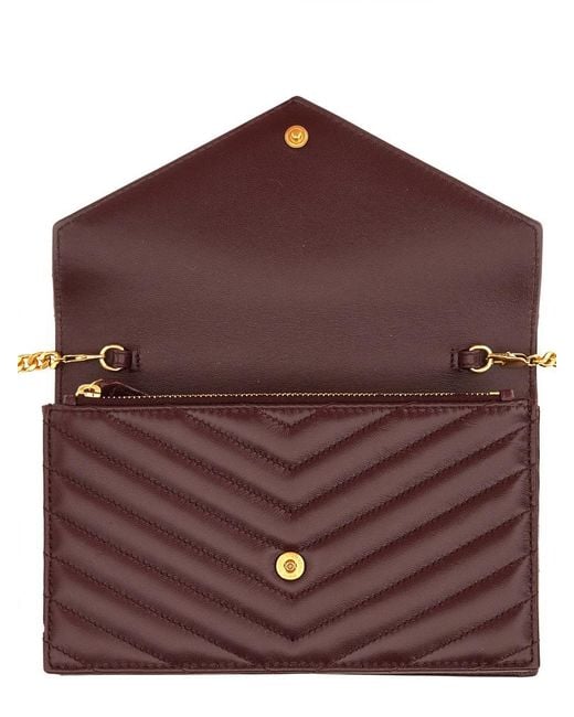 Saint Laurent White Portafoglo "Envelope Cassandre" Con Catena