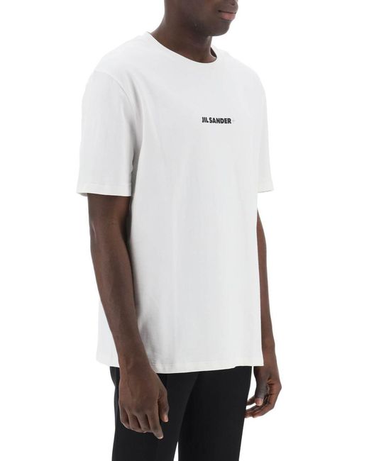 Jil Sander White T-Shirt With Logo Print for men