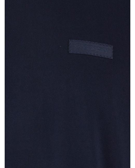 Givenchy Blue Crew Neck T-Shirt With Chest Logo Patch for men