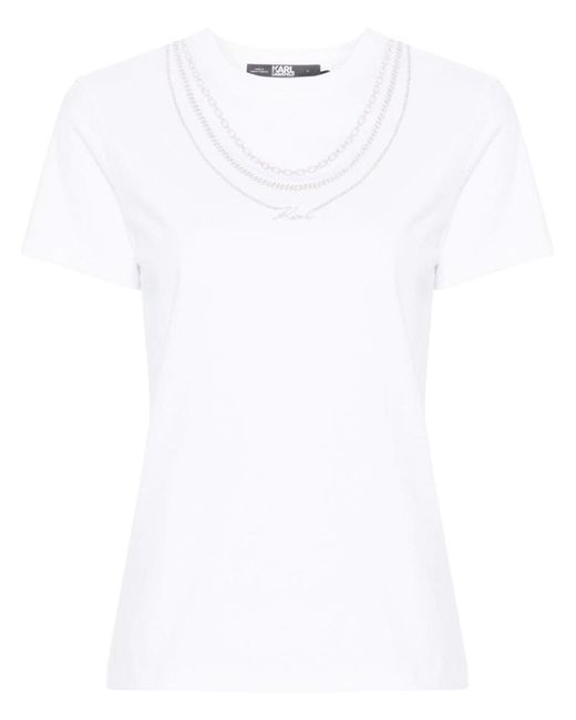 Karl Lagerfeld White Karl Signature Necklace T-shirt