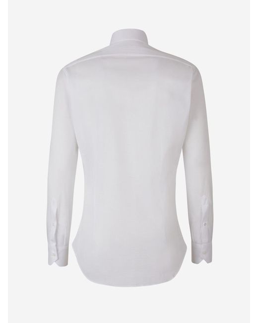 Fray White Cotton Piqué Shirt for men