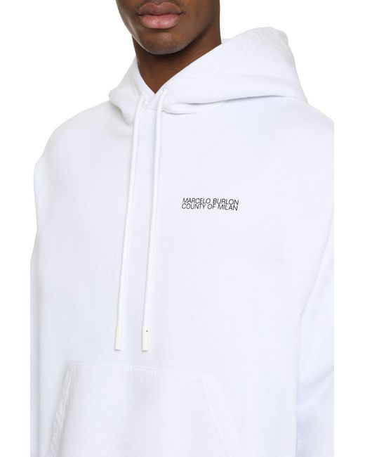Marcelo Burlon White Logo Cotton Hoodie for men