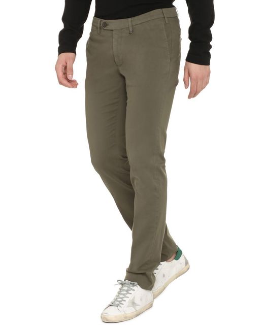 Canali Green Cotton Chino Trousers for men
