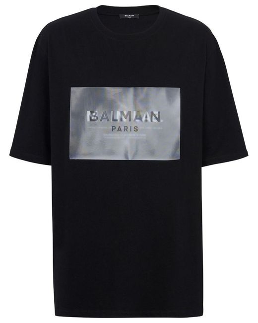 Balmain Black Main Lab Hologram T-shirt for men