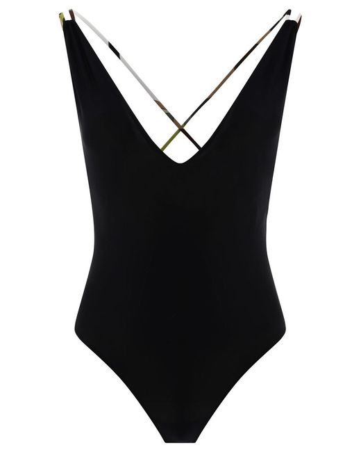 Emilio Pucci Black Iride-Print Swimsuit