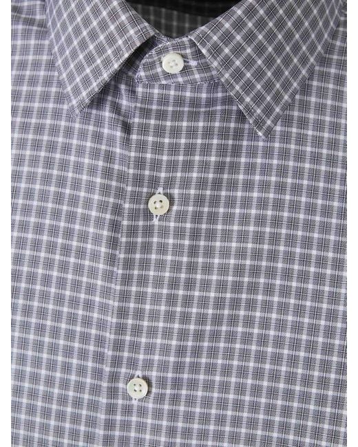 Canali Blue Cotton Checkered Dress Shirt for men