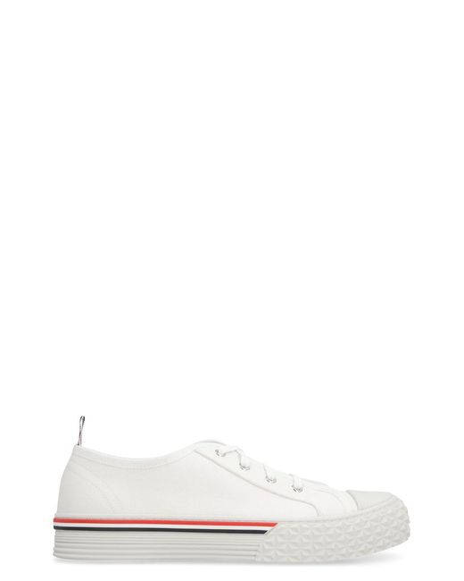 Thom Browne White Collegiate Canvas Low-top Sneakers for men