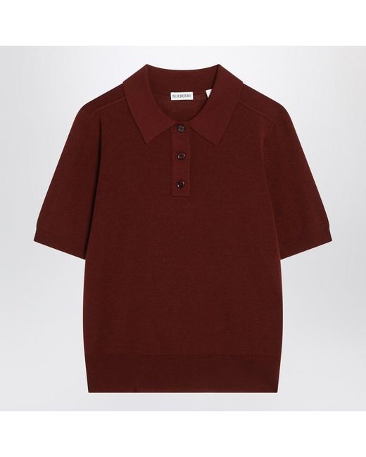 Burberry Red Bordeaux Wool Polo Shirt