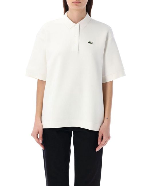 Lacoste White Oversize Piqué Polo Shirt
