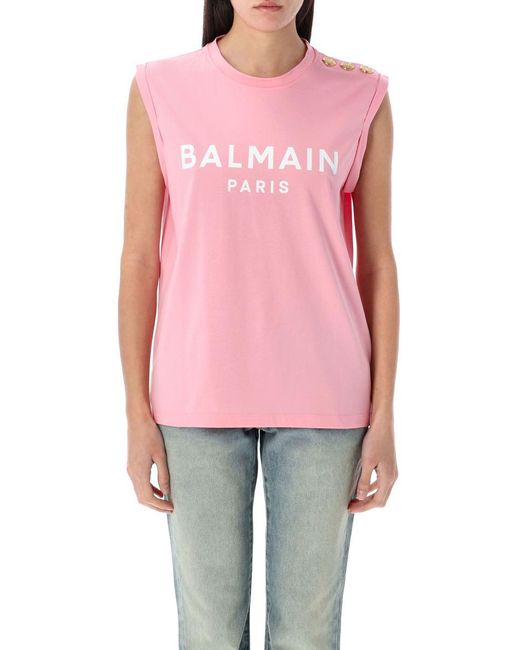 Balmain Red 3-Button Tank Top