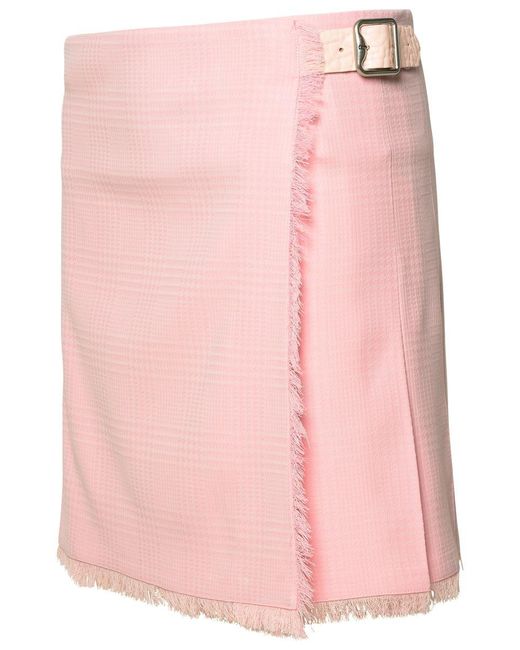 Burberry Pink Virgin Wool Miniskirt