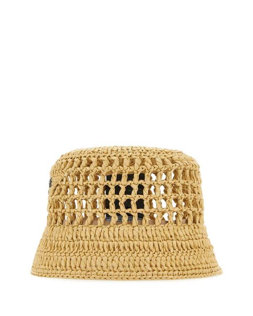 Prada Metallic Crochet Logo Bucket Hat