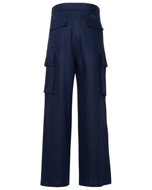 Dolce & Gabbana Blue Linen Cargo Pants for men