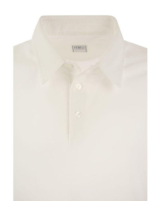 Fedeli White Short-sleeved Cotton Polo Shirt for men