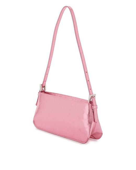 By Far Pink Metallic Leather 'dulce' Shoulder Bag